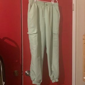 Green parachute pants